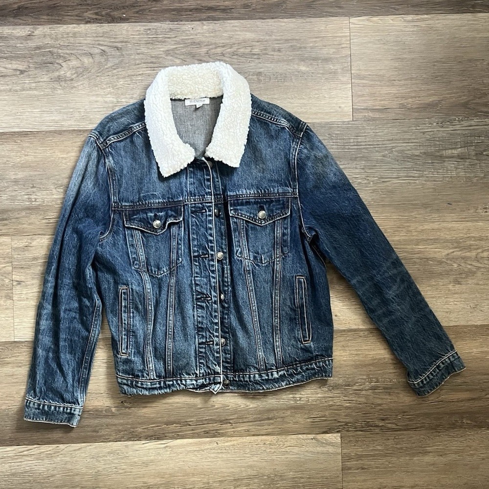 Good American Sherpa Denim Jacket Womens 2/3 Custom Becca One Of A Kind Jacket